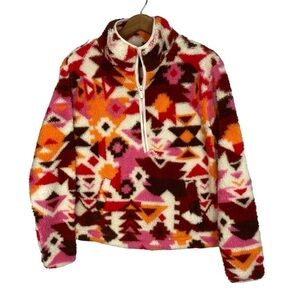 NOBO southwestern aztec fleece half zip pullover